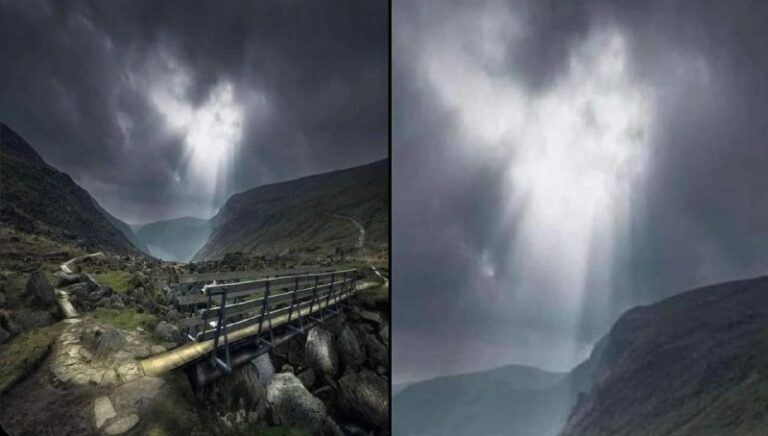 ENGEL ÜBER IRLAND AM 4.4.2024 Sonnenstrahlen dringen durch die Wolkendecke und e...