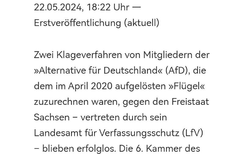 AfD-Politiker scheitern mit Klagen gegen VerfassungsschutzDas Verwaltungsgericht...