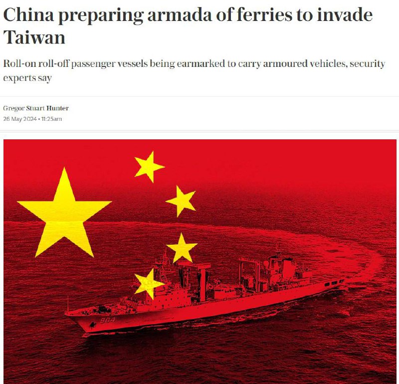 China bereitet eine Flotte von Fähren und Handelsschiffen für eine Invasion Taiw...