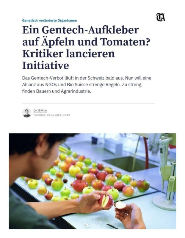 Ein Gentech-Aufkleber auf Äpfeln und Tomaten? Kritiker lancieren InitiativeSeit...