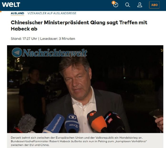 Habeck dachte, er sei wichtig. Damit lag er falsch.Chinas Ministerpräsident hat...