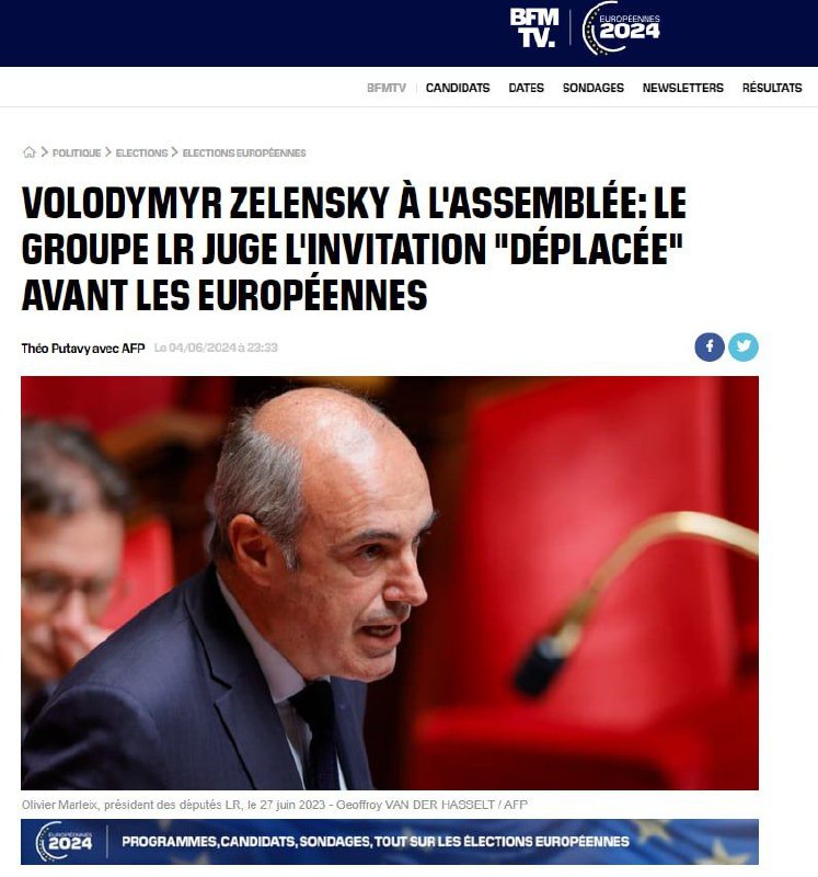 Die französischen Republikaner halten Selenskyj im Nationalrat für unangebracht....