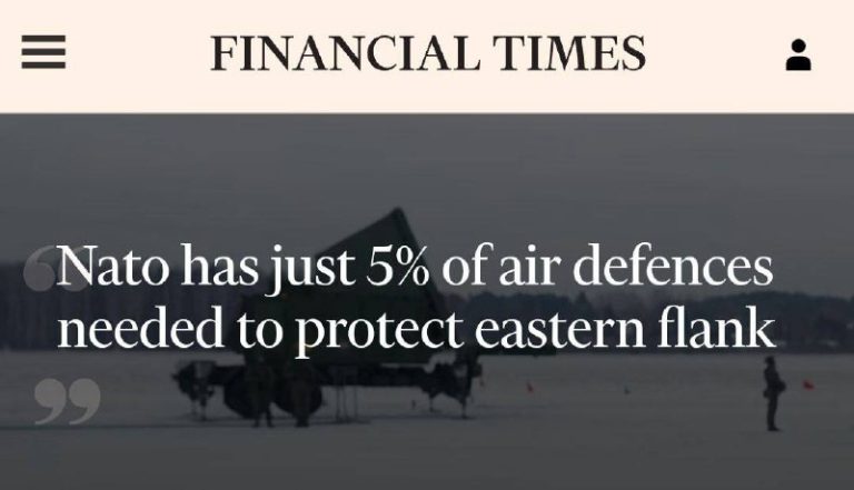 Die NATO verfügt nur über 5% der erforderlichen Luftverteidigungsmittel, um den ...