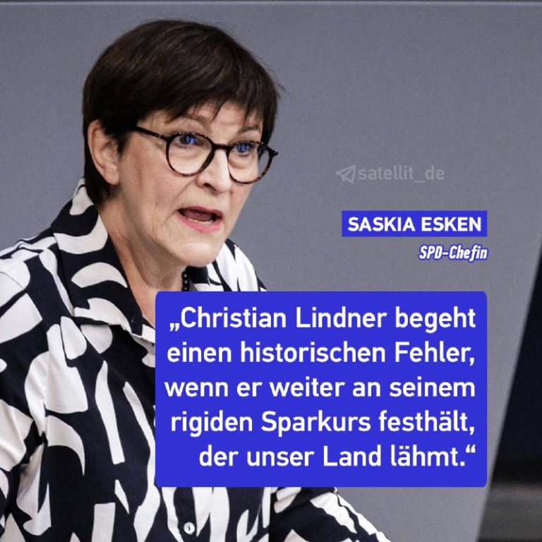 SPD-Chefin kritisiert Sparkurs von Bundesfinanzminister SPD-Chefin Saskia Esken ...
