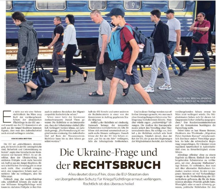 Die Verlängerung des Flüchtlingsstatus für Ukrainer ist rechtswidrig und wird v...