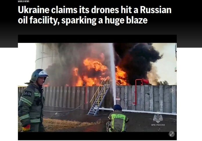 Der Ukrainische Sicherheitsdienst SBU wird für die Angriffe auf russische Ölanl...