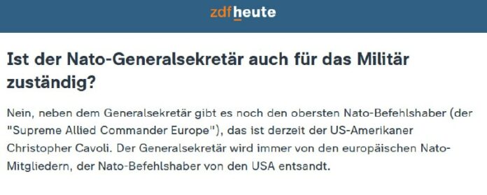 ZDF gibt ehrlich zu, dass der NATO-Generalsekretär eher eine administrative Figu...