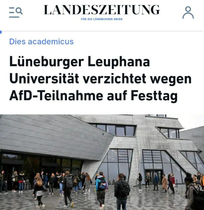 Uni Lüneburg sagt Festakt ab — wegen möglicher AfD-TeilnahmeAm Mittwoch sollte d...
