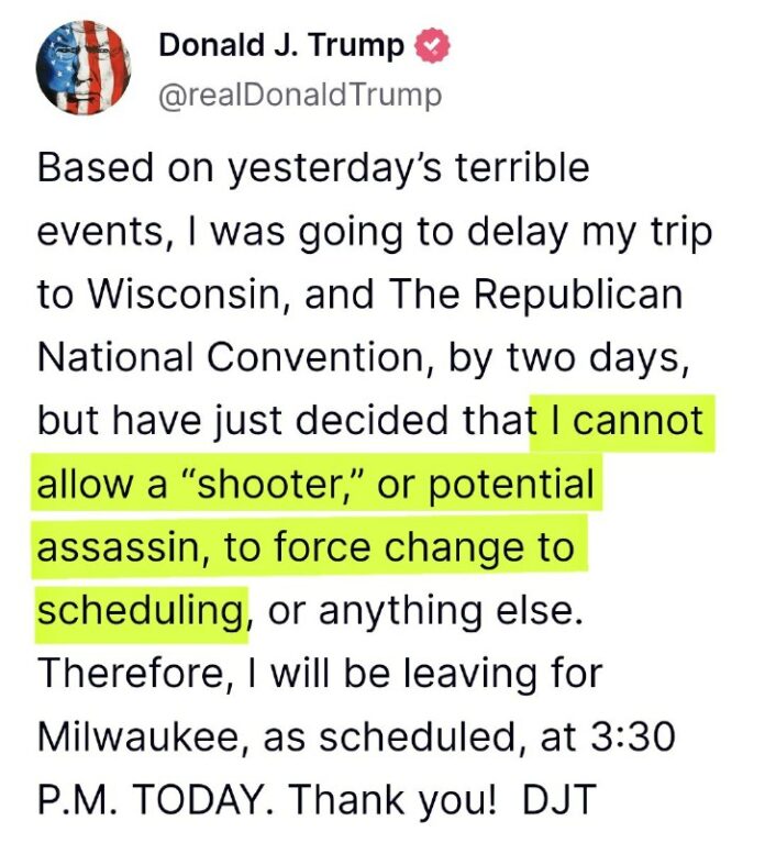 Was für eine verdammte Maschine:"Aufgrund der gestrigen schrecklichen Ereignisse...