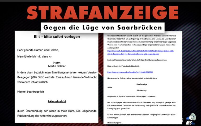Lüge von Saarbrücken: Anzeige ist raus! Es ist ein neuer Christchurch/Postdam-Mo...