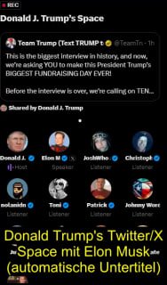  Donald Trump gab Elon Musk auf X ein Interview.Das Gespräch begann aufgrund tec...