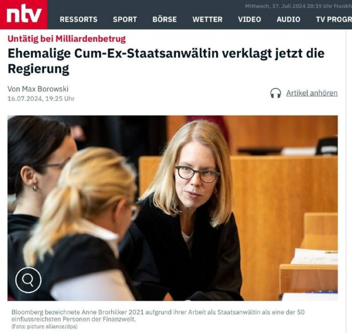  Ehemalige Cum-Ex-Staatsanwältin verklagt jetzt die RegierungAls Staatsanwältig ...