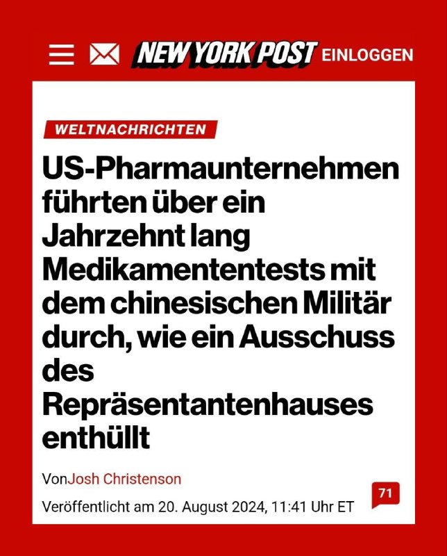  US-Pharmaunternehmen führten über ein Jahrzehnt lang Medikamententests mit dem ...