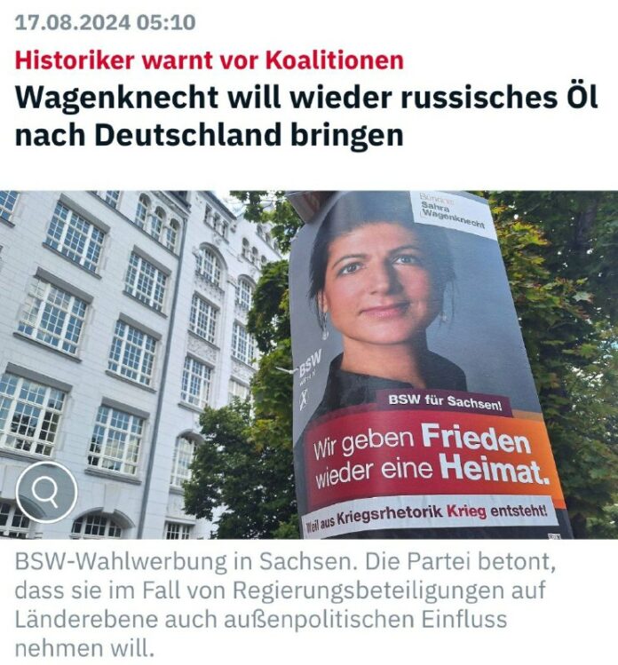 Saarha Wagenknecht fordert Ende des Ölembargos für Schwedt Saarha Wagenknecht fordert Ende des Ölembargos für Schwedt