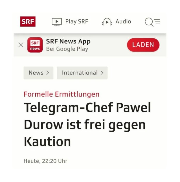 Gerade veröffentlicht: Telegram-Chef Pawel Durow ist frei gegen Kaution.Paris – ...
