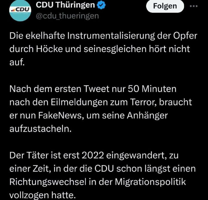 Thüringer CDU kritisiert Höcke wegen Opfer-Instrumentalisierung