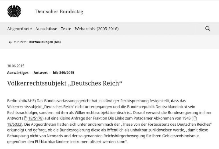  Völkerrechtssubjekt „Deutsches Reich“Berlin: (hib/AHE) Das Bundesverfassungsger...
