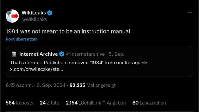 1984 wurde aus dem Internet-Archive entfernt! Das Internet-Archive, eine eingetr...