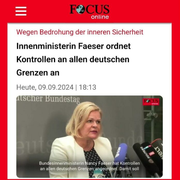  Innenministerin Faeser ordnet Kontrollen an allen deutschen Grenzen anUm die Za...