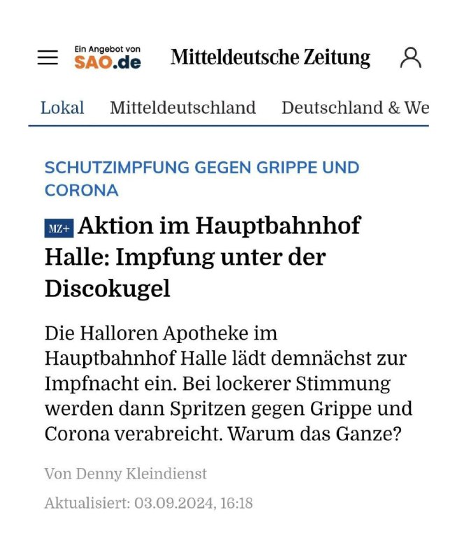 Aktion im Hauptbahnhof Halle: Impfung unter der DiscokugelDie Halloren Apotheke ...