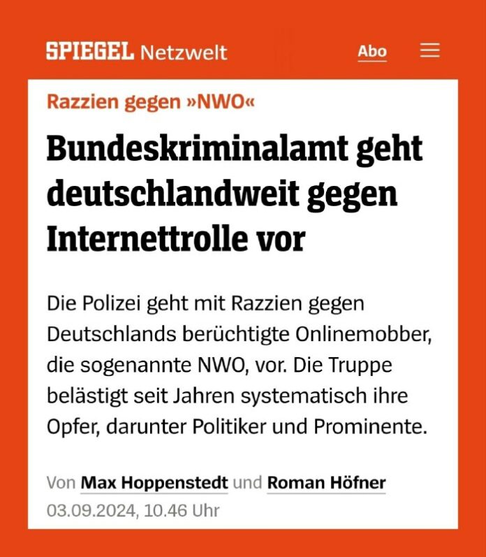  Razzien gegen »NWO«Bundeskriminalamt geht deutschlandweit gegen Internettrolle ...