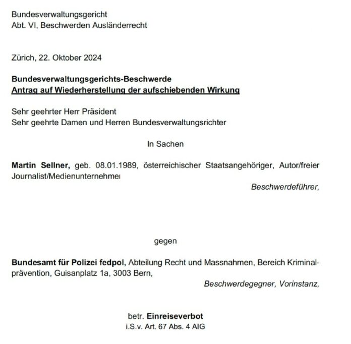 Beschwerde wegen Kosten gegen die Schweiz: Fundraiser gestartet! Beschwerde gegen die Schweiz ist raus! Mein Anwalt hat soeben die Beschwerde an...