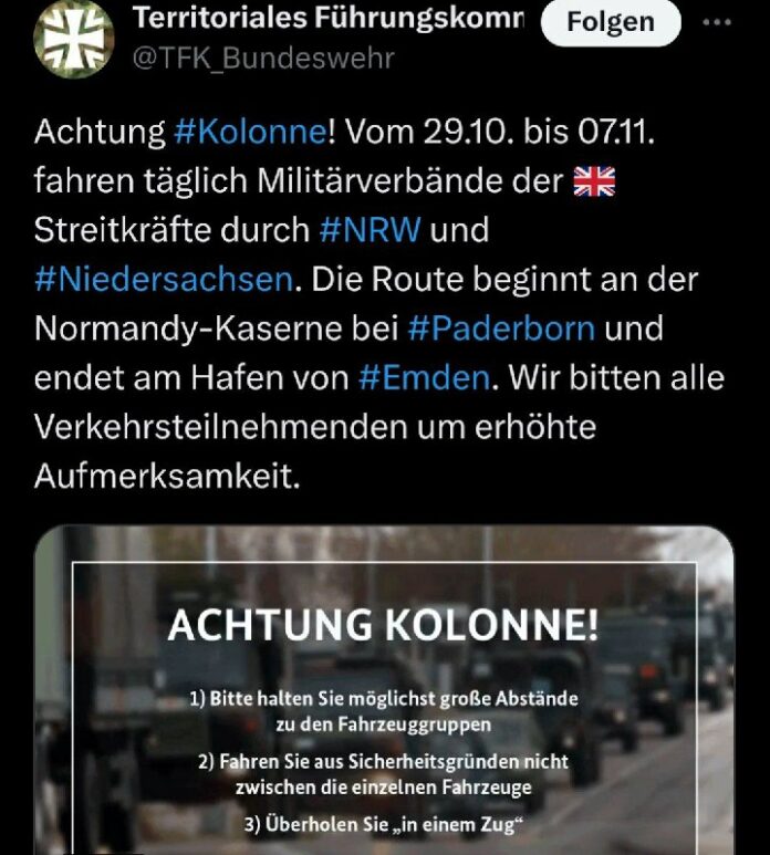 Britische Streitkräfte in NRW und Niedersachsen: Konvois erwartet Britische Streitkräfte in NRW und Niedersachsen: Konvois erwartet