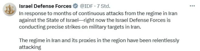 Israel greift militärische Ziele im Iran an – Angriffe auf Israel greift militärische Ziele im Iran an – Angriffe auf Einrichtungen