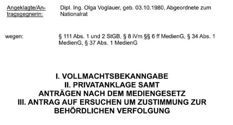 Ich beantrage Voglauers Auslieferung Nachdem Voglauer ihre ebenso krassen wie fa...