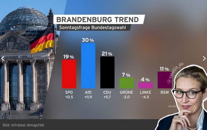 #Brandenburg: AfD liegt bei Umfrage zu Bundestagswahl vornWenn am Sonntag #Bunde…