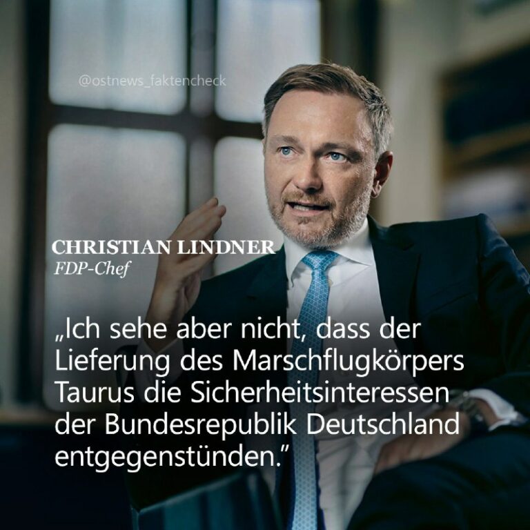 Lindner unterstützt Taurus-Lieferungen an die UkraineDer FDP-Vorsitzende Christi…