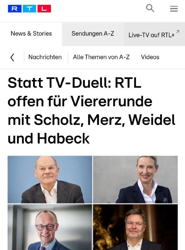 Bundestagswahl: RTL will Schlagabtausch im ViererformatDer Sender RTL will das v…