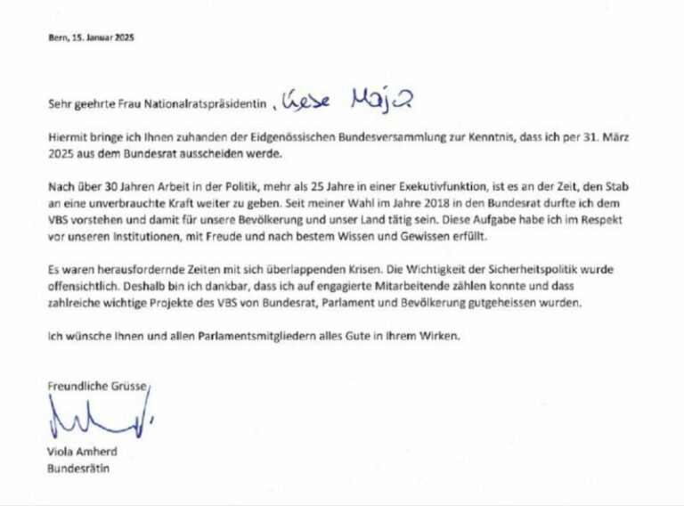  Gerade veröffentlicht: Bundesrätin Viola Amherd gibt unerwartet ihren Rücktritt...