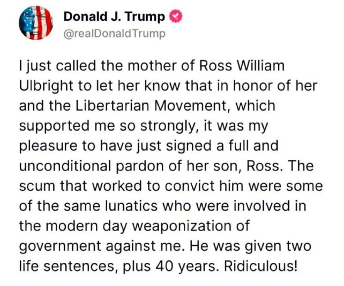  Trump hält Wahlversprechen: Trump begnadigt "Silk Road"-Gründer - Lebenslange H...