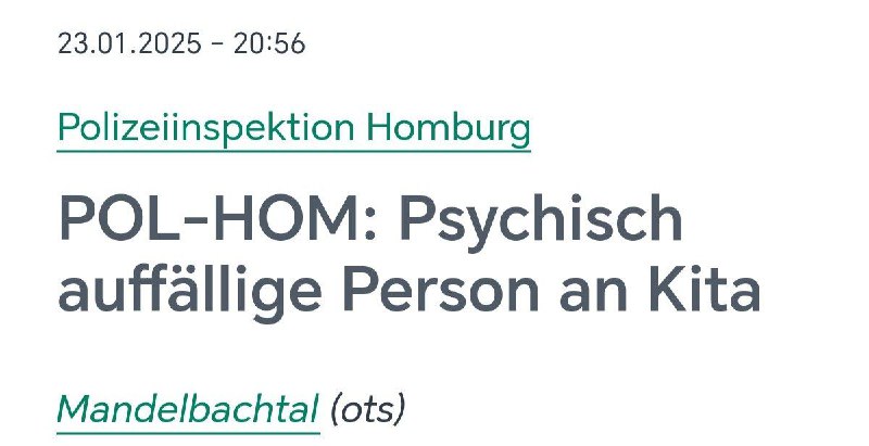 „Psychisch auffälliger“ Migrant wollte in saarländische Kita eindringenAm Donner…