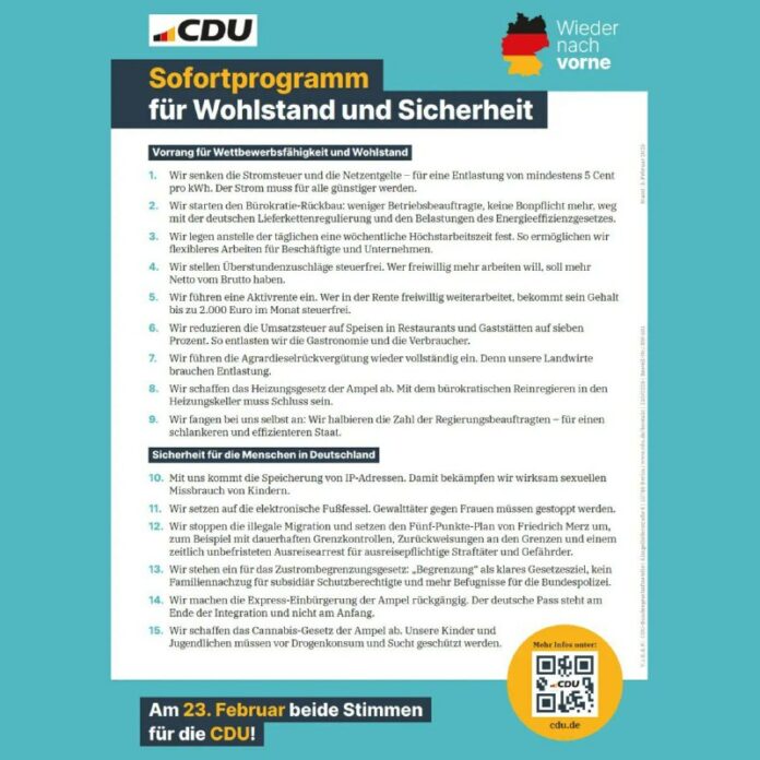 CDU beschließt Sofortprogramm einstimmigBei ihrem Parteitag an diesem Montag hat… CDU beschließt Sofortprogramm einstimmigBei ihrem Parteitag an diesem Montag hat…