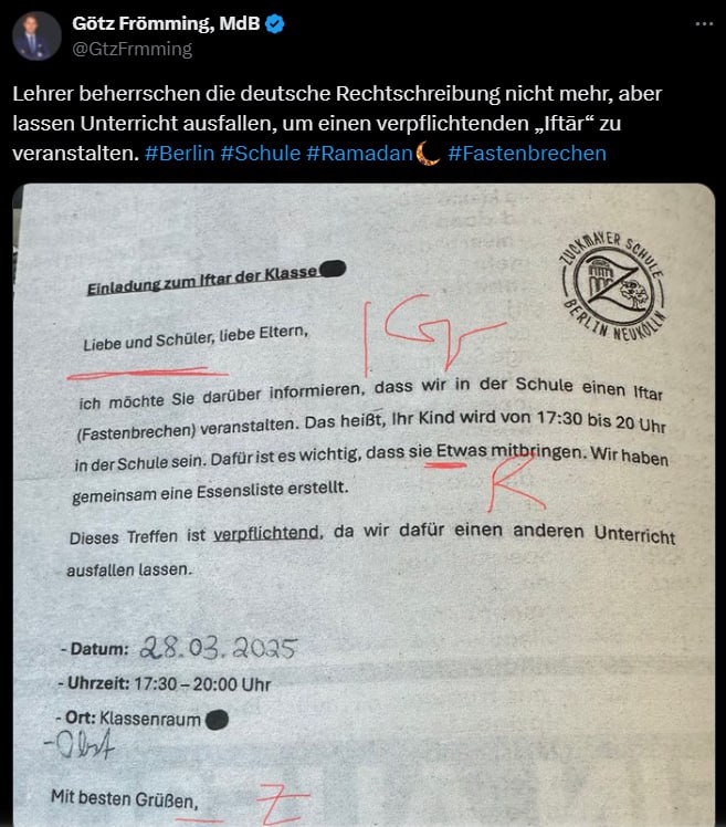 "Berliner Schule will Kinder zu Ramadan-Zeremonie verpflichten – Senat greift ei...