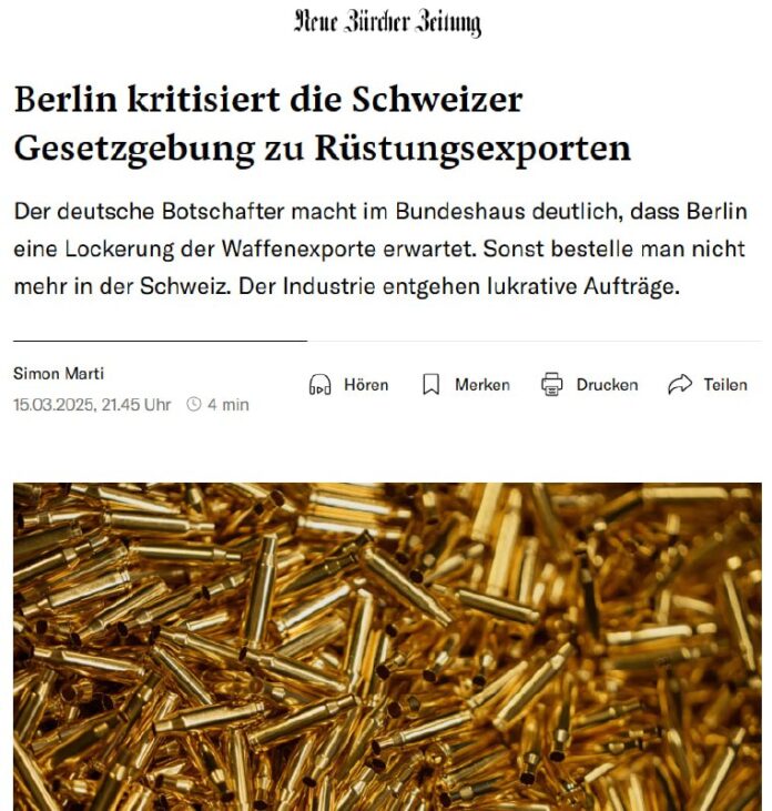 "Der deutsche Botschafter macht im Bundeshaus deutlich, dass Berlin eine Lockeru...