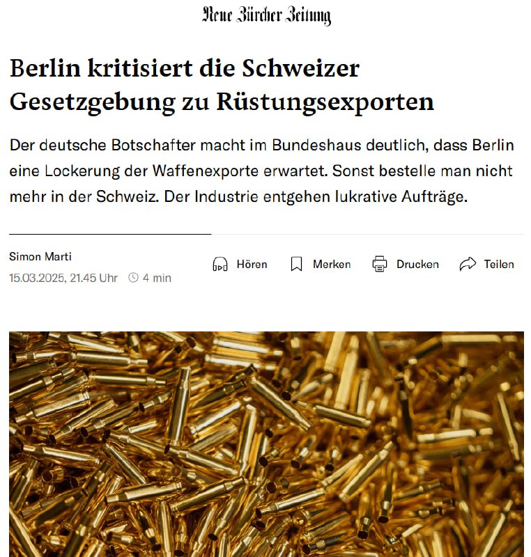 "Der deutsche Botschafter macht im Bundeshaus deutlich, dass Berlin eine Lockeru...