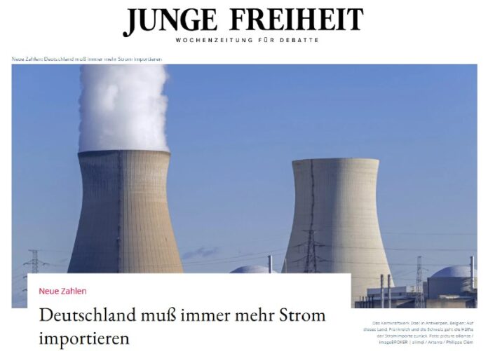 "Deutschland muß immer mehr Strom importieren" — Junge FreiheitDabei war die Bun...