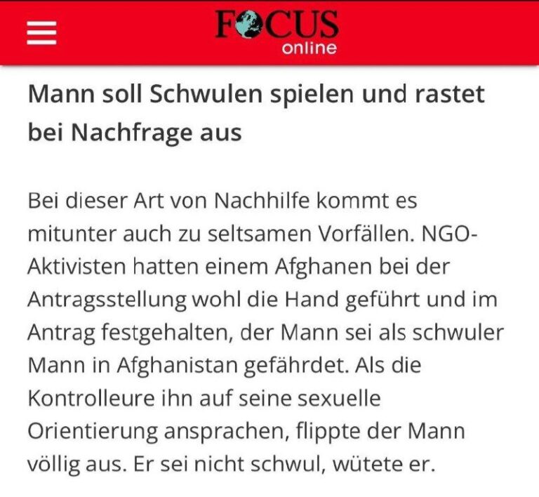Es muss endlich aufhören, dass schwule Afghanen von rassistischen Beamten ins Kr...