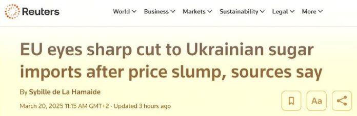 Im Rahmen des Wettbewerbs plant die EU, die Importe von ukrainischem Zucker und ...