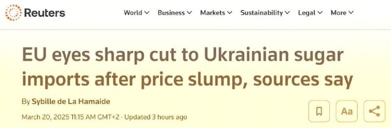 Im Rahmen des Wettbewerbs plant die EU, die Importe von ukrainischem Zucker und ...