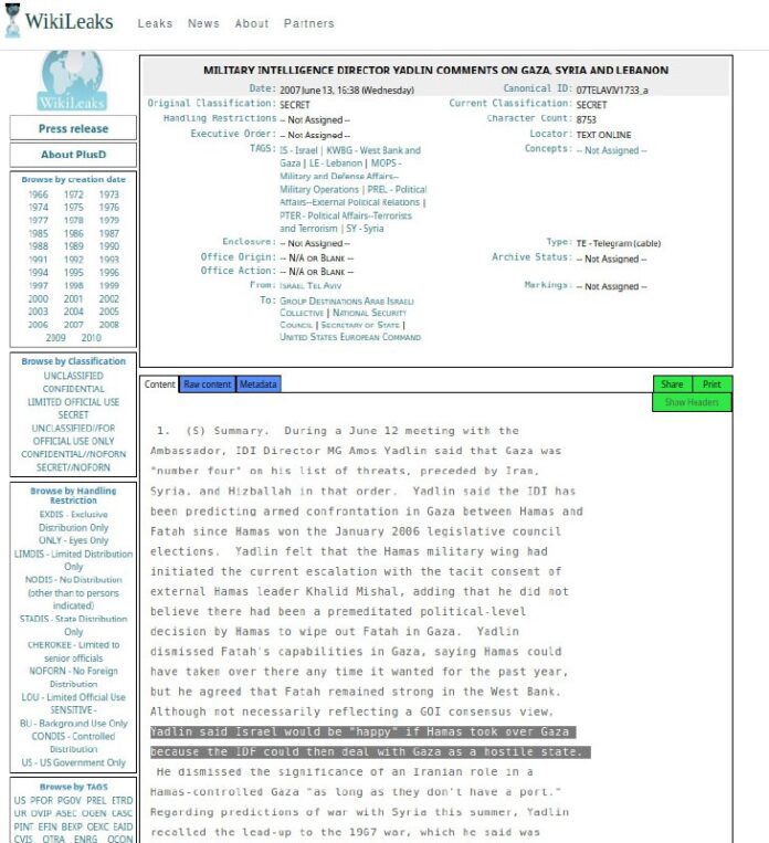  "Israel würde sich wünschen, dass die Hamas die Kontrolle über den Gazastreifen...