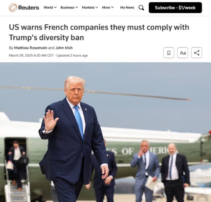 Reuters: USA mahnen französische Unternehmen, Trumps Verbot von Diversity-Progra...