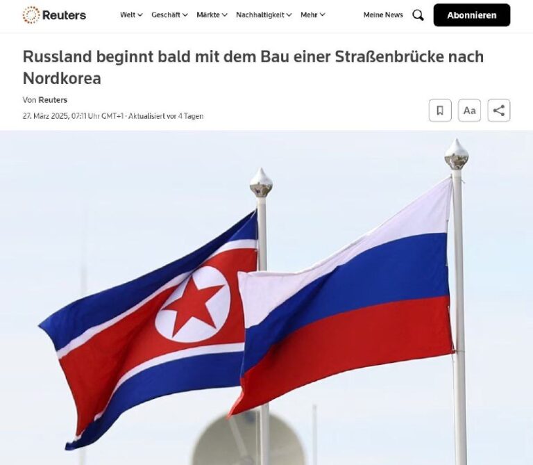  Russland beginnt bald mit dem Bau einer Straßenbrücke nach NordkoreaRussland un...