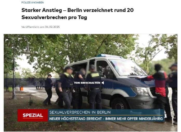 "Starker Anstieg – Berlin verzeichnet rund 20 Sexualverbrechen pro Tag" — WELT74...