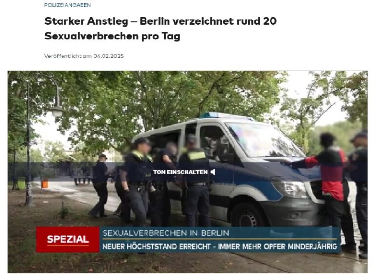 "Starker Anstieg – Berlin verzeichnet rund 20 Sexualverbrechen pro Tag" — WELT74...