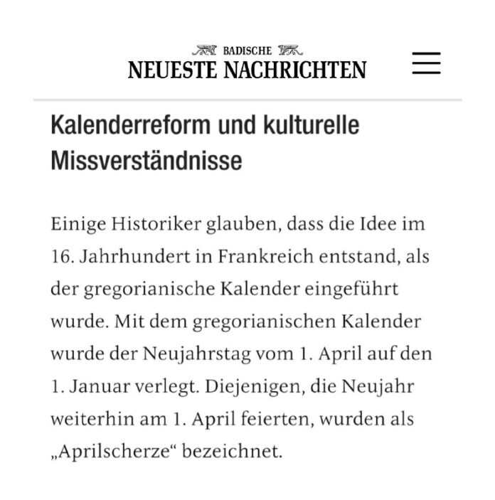  Badische neuste Nachrichten: Was hat es mit dem Aprilscherz auf sich?...
