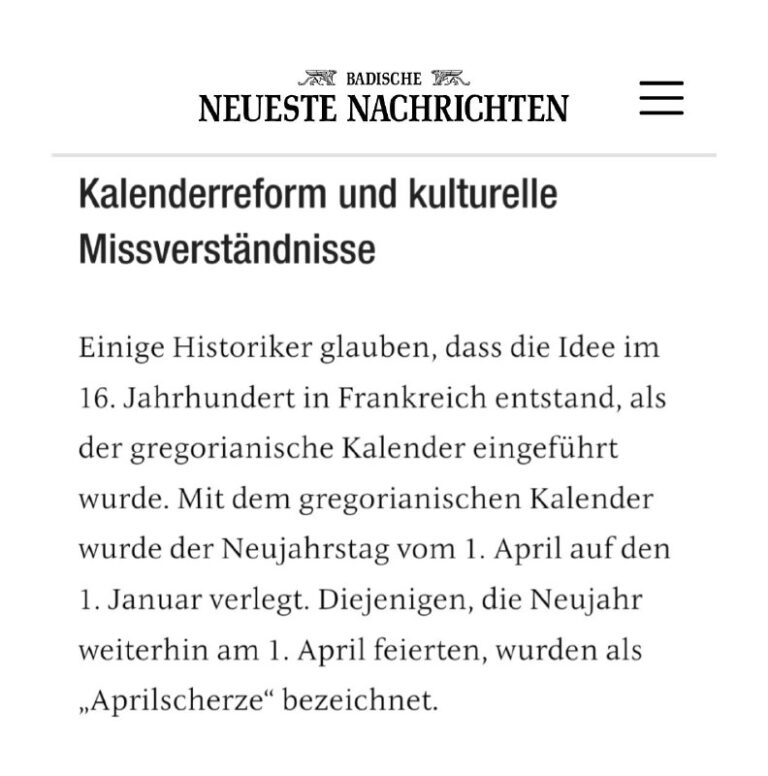  Badische neuste Nachrichten: Was hat es mit dem Aprilscherz auf sich?...